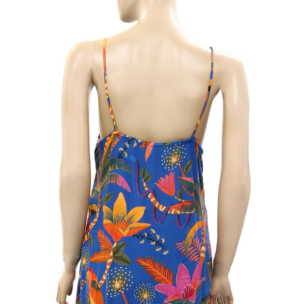 Farm Rio Anthropologie Blue Macaw Party Cover-Up Midi Dress