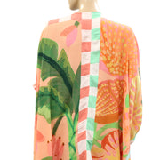 Farm Rio Anthropologie Beach Mixed Scarves Cover Up Tunic Top
