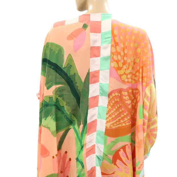 Farm Rio Anthropologie Beach Mixed Scarves Cover Up Tunic Top