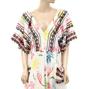 Hayley Menzies Sun Wink Embellished Kimono Sleeve Cotton Maxi Dress XL