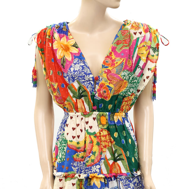 Farm Rio Anthropologie Sunny Mix Mini Dress S