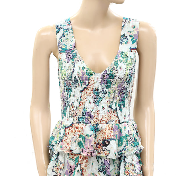 Love The Label Anthropologie Smocked Floral Printed Mini Dress M