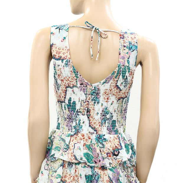 Love The Label Anthropologie Smocked Floral Printed Mini Dress M