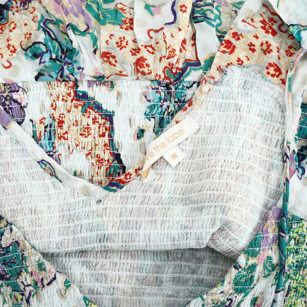 Love The Label Anthropologie Smocked Floral Printed Mini Dress M