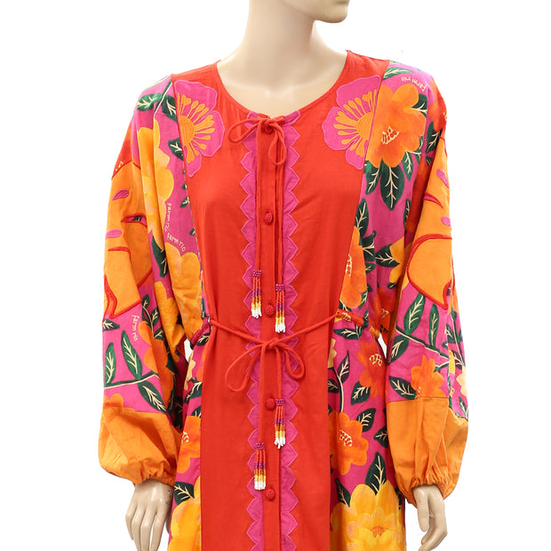 Farm Rio Anthropologie Sunset Patchwork Maxi Dress S