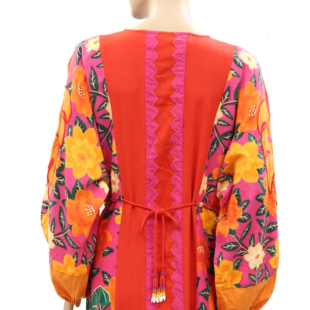 Farm Rio Anthropologie Sunset Patchwork Maxi Dress S