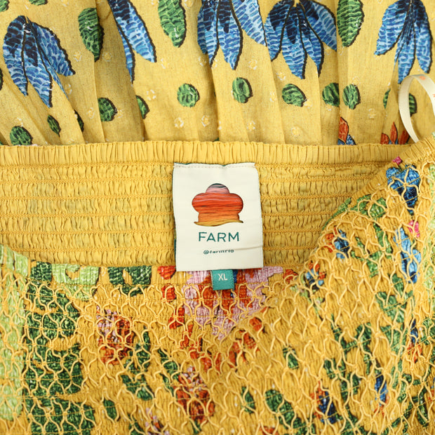 Farm Rio Anthropologie Yellow Summer Garden Mini Skirt XL