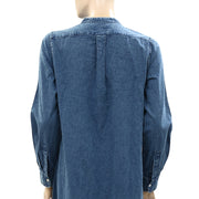 Nili Lotan Solid Denim Shirt Long Maxi Dress S