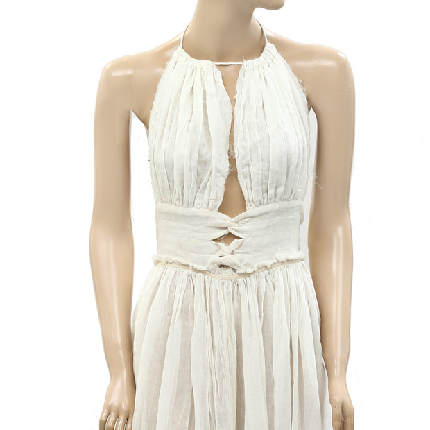 Free People Endless Summer Solid Halter Maxi Long Dress S