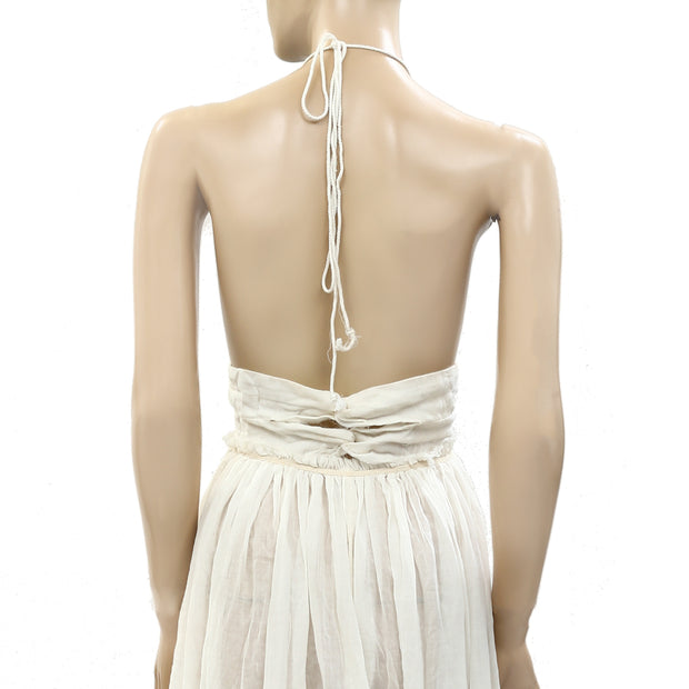 Free People Endless Summer Solid Halter Maxi Long Dress S
