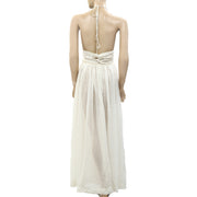 Free People Endless Summer Solid Halter Maxi Long Dress S
