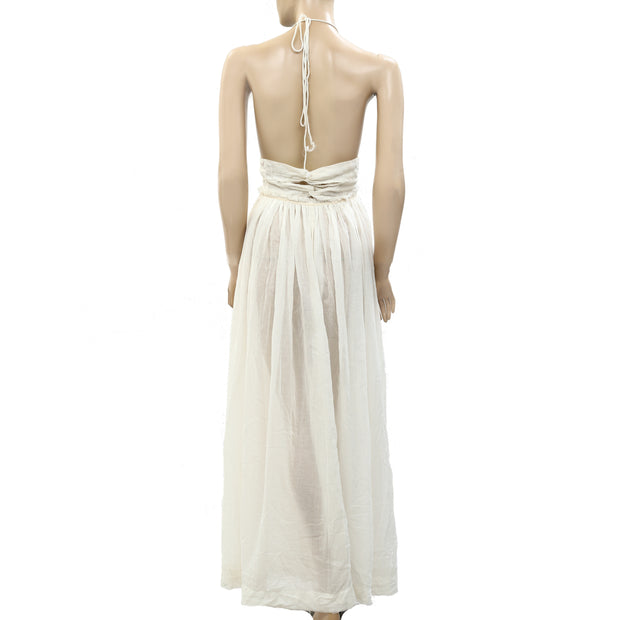 Free People Endless Summer Solid Halter Maxi Long Dress S