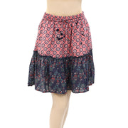 Odd Molly Anthropologie Floral Embroidered Printed Ruffle Mini Skirt S-1