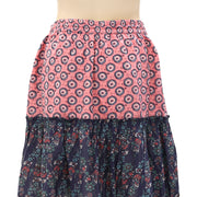 Odd Molly Anthropologie Floral Embroidered Printed Ruffle Mini Skirt S-1
