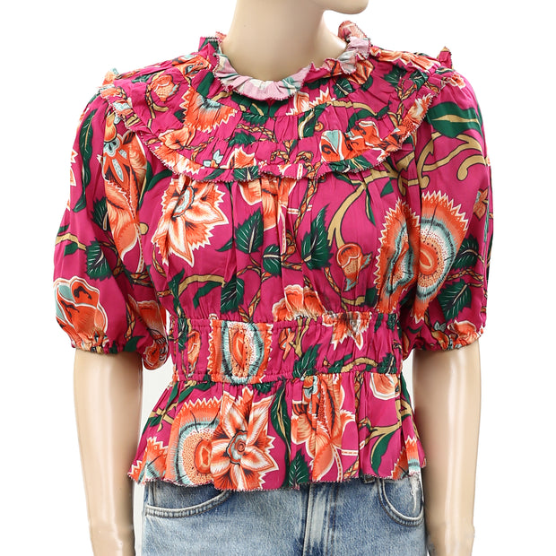 Love The Label Anthropologie Floral Printed Blouse Top S