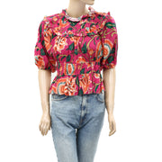 Love The Label Anthropologie Floral Printed Blouse Top S