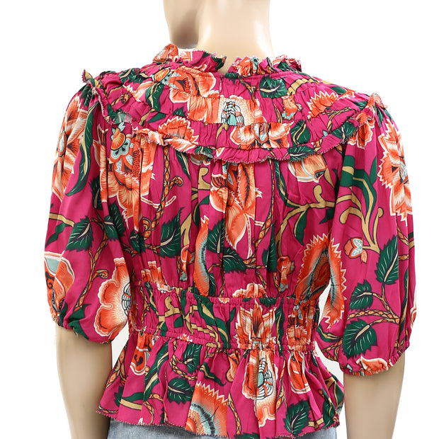 Love The Label Anthropologie Floral Printed Blouse Top S