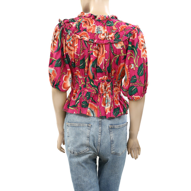 Love The Label Anthropologie Floral Printed Blouse Top S