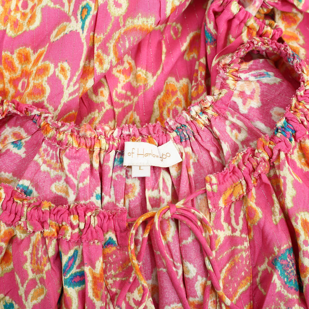 Love The Label Anthropologie Floral Printed Metallic Mini Dress L