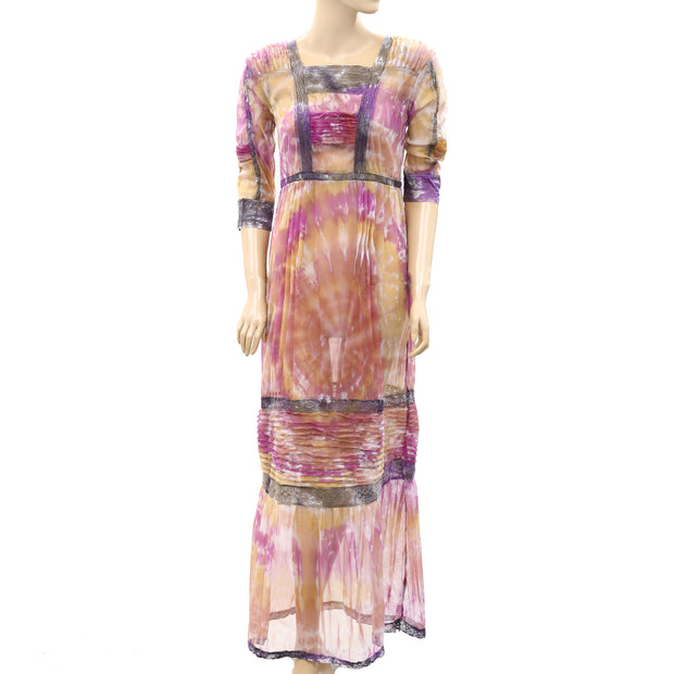 Free People Tie & Dye Lace Maxi Slip Dress