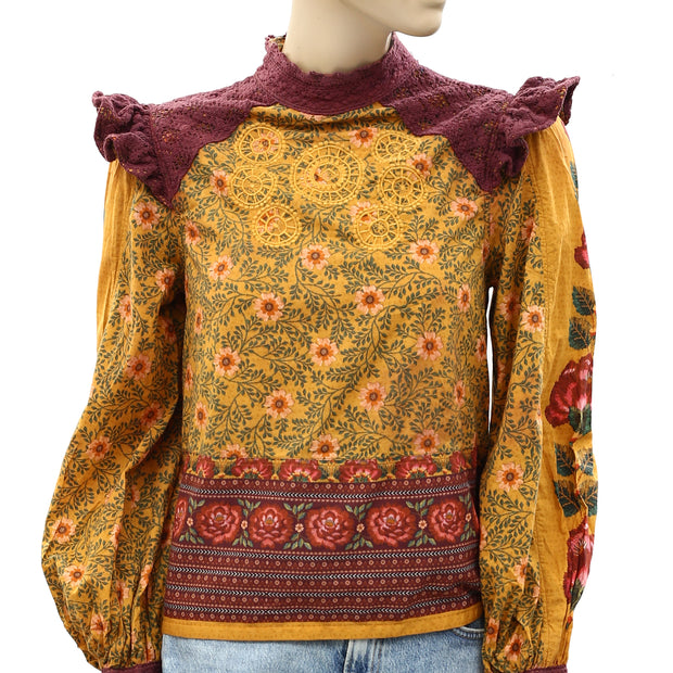 Farm Rio Anthropologie Floral Printed Top XS