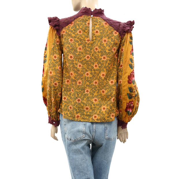 Farm Rio Anthropologie Floral Printed Top XS