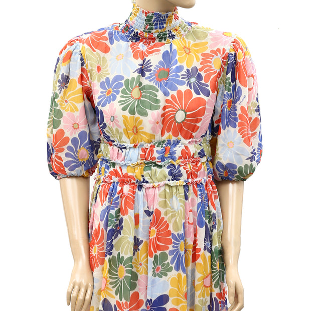 Farm Rio Anthropologie Sand Sunny Daisies Maxi Dress
