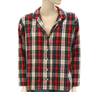 The Great Buttondown Cotton Check Collared Flannel Plaid Shirt Top XS-0
