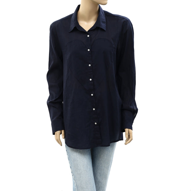 Nili Lotan Solid Voile Buttondown Shirt Tunic Top L