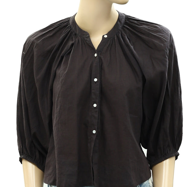 Nili Lotan Buttondown Solid Blouse Top S