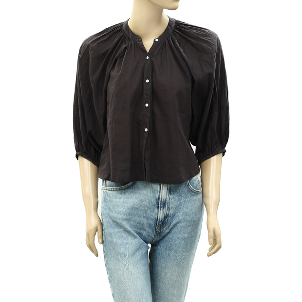 Nili Lotan Buttondown Solid Blouse Top S