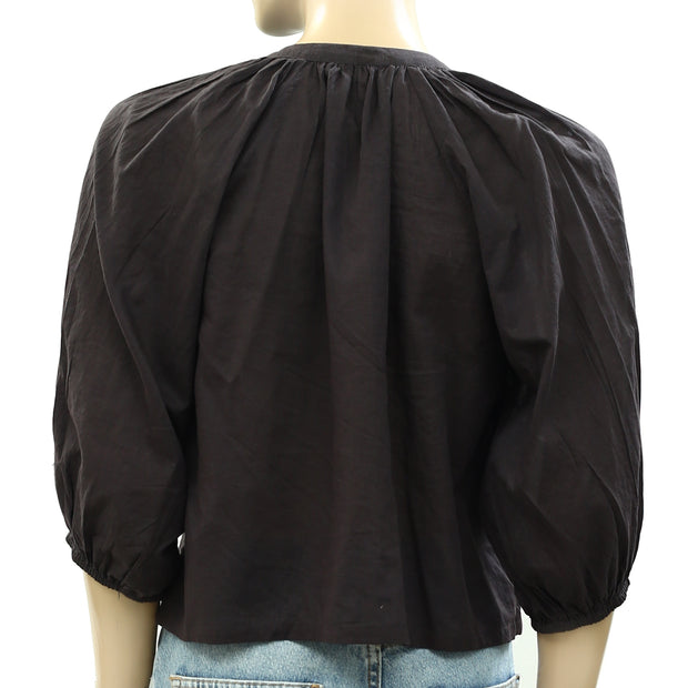 Nili Lotan Buttondown Solid Blouse Top S
