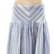 Free People Endless Summer Striped Printed Ruffle Midi Skirt M