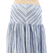 Free People Endless Summer Striped Printed Ruffle Midi Skirt M