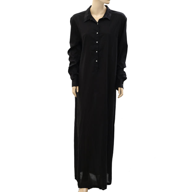 Nili Lotan Solid Long Sleeve Cotton Long Maxi Dress XS