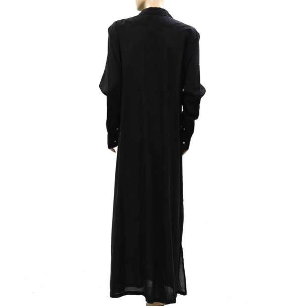 Nili Lotan Solid Long Sleeve Cotton Long Maxi Dress XS