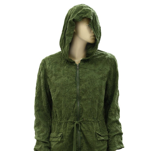 Alice + Olivia Marna Embroidered Hooded Parka Jacket Top M