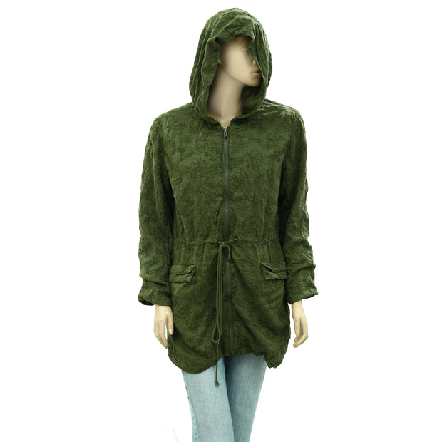 Alice + Olivia Marna Embroidered Hooded Parka Jacket Top M