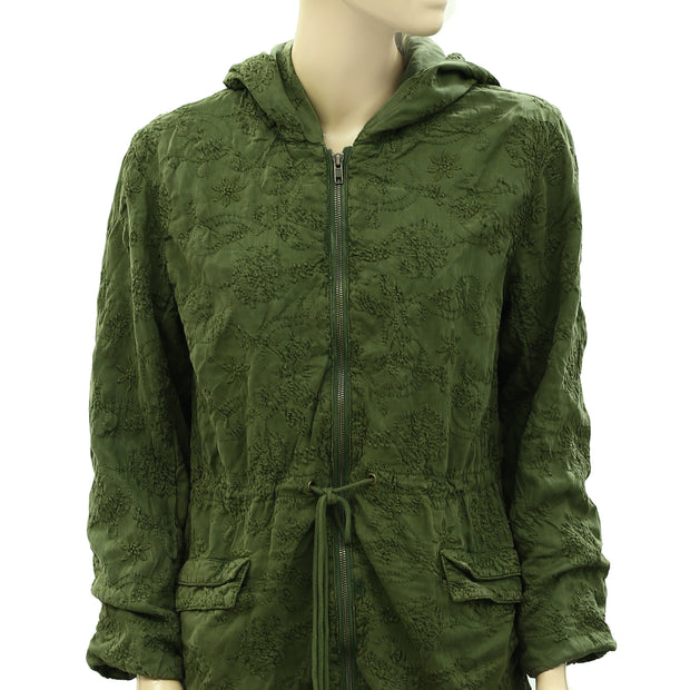 Alice + Olivia Marna Embroidered Hooded Parka Jacket Top M