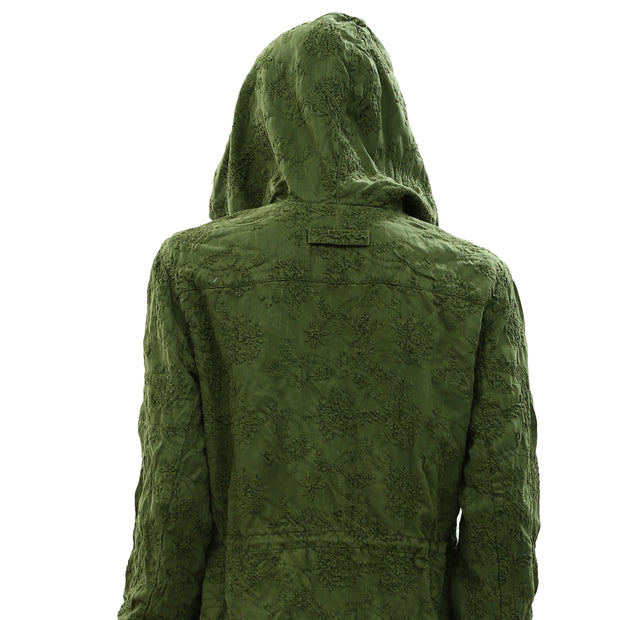 Alice + Olivia Marna Embroidered Hooded Parka Jacket Top M