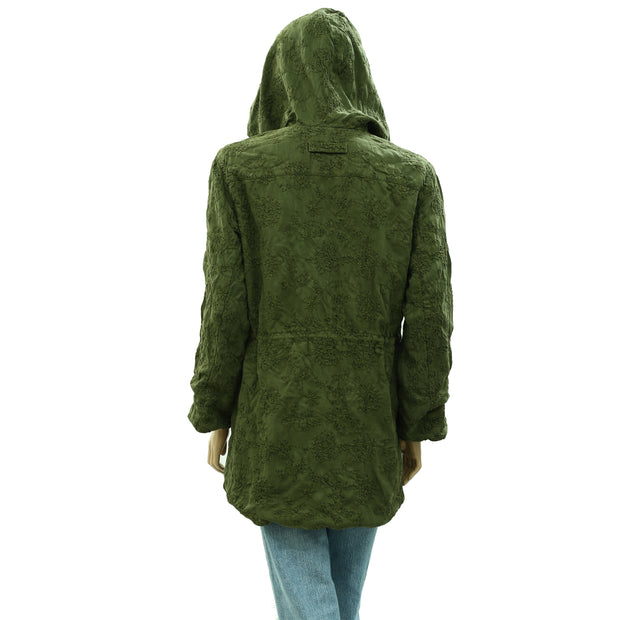 Alice + Olivia Marna Embroidered Hooded Parka Jacket Top M