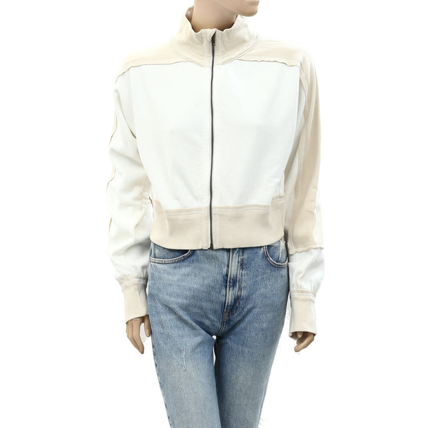 Free People We The Free Asher Track Zip Up Jacket Cropped Top XS