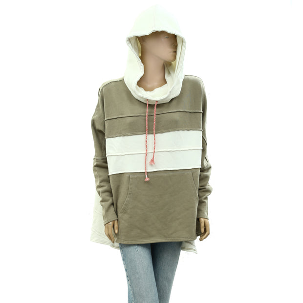 Free People Colorblocked Hoodie Tunic Top M