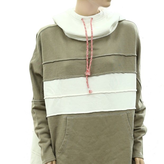 Free People Colorblocked Hoodie Tunic Top M
