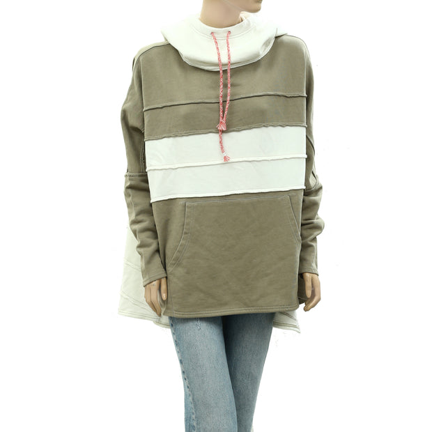 Free People Colorblocked Hoodie Tunic Top M