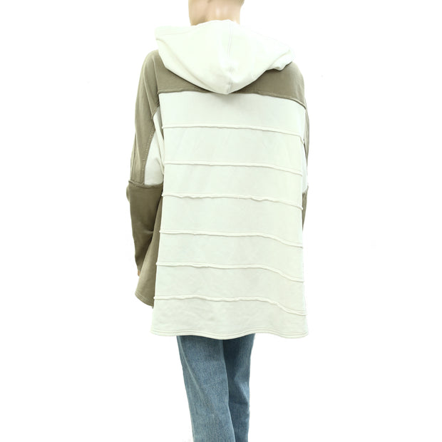 Free People Colorblocked Hoodie Tunic Top M