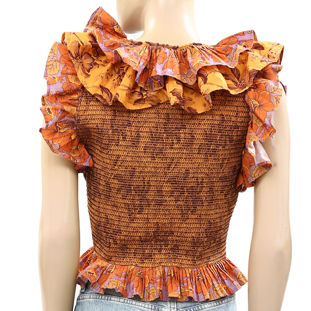 Love The Label Anthropologie Floral Printed Buttondown Top XS