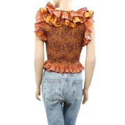 Love The Label Anthropologie Floral Printed Buttondown Top XS