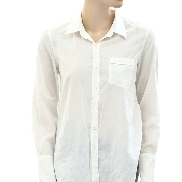 Nili Lotan Cotton Voile NL Buttondown Shirt Blouse Top S