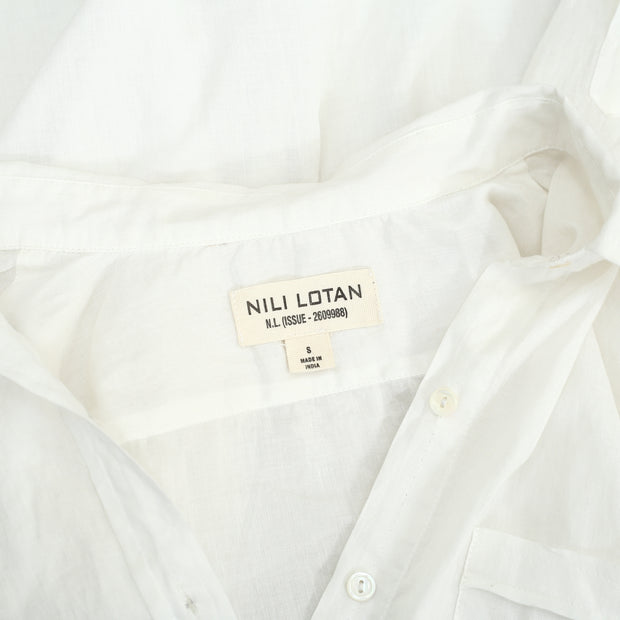 Nili Lotan Cotton Voile NL Buttondown Shirt Blouse Top S